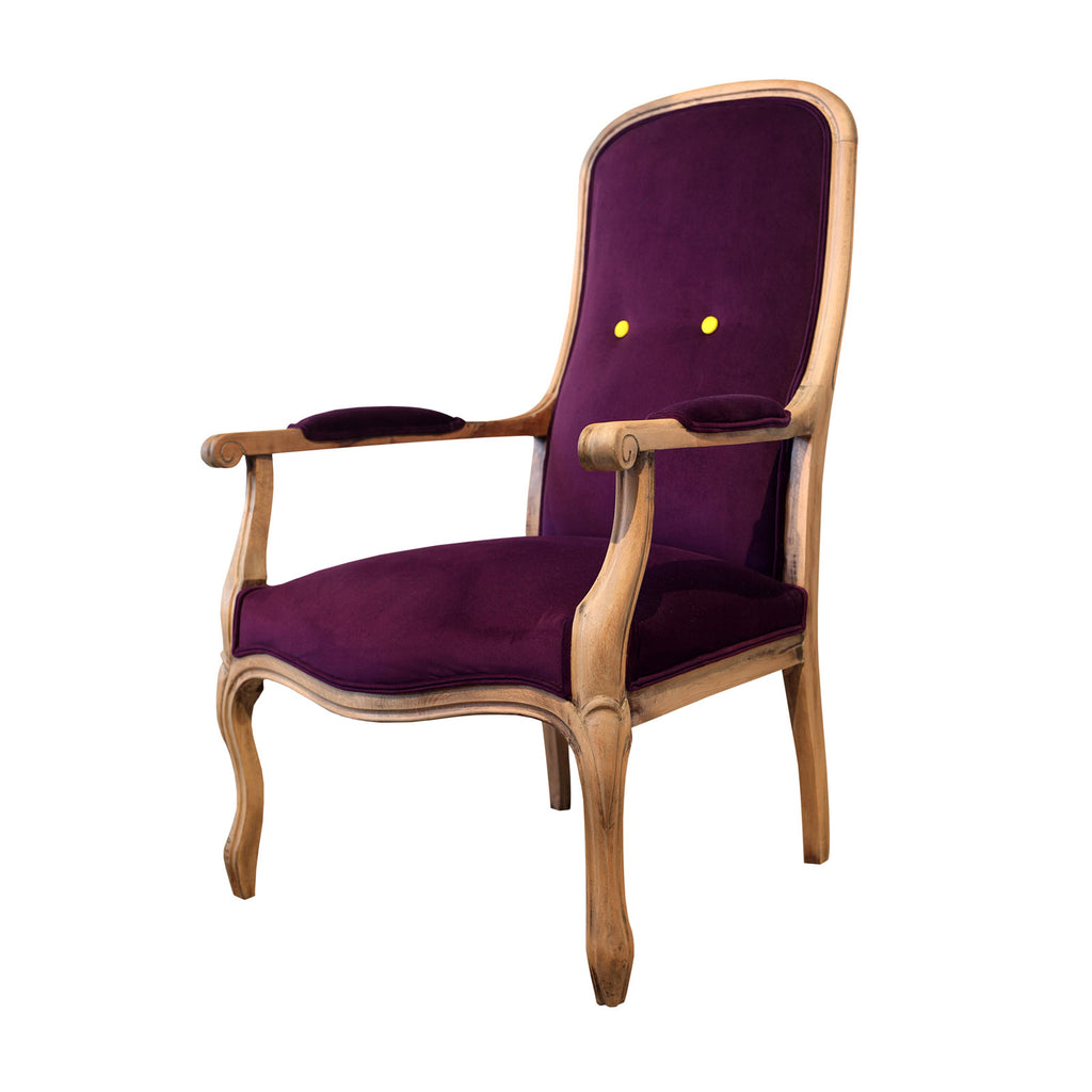 Ahsap iskeletli koyu mor kadife koltuk_Wooden framed deep purple velvet armchair_sessel_fauteuil