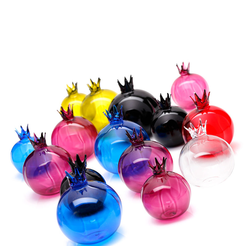Alti farkli renkte ufleme cam narlar_Handblown glass pomegranates in six different colors