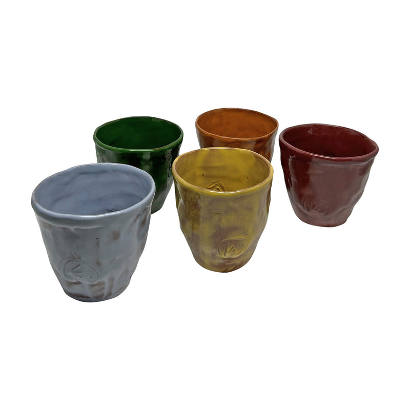 Amorf formlu rengarenk el yapimi bes adet seramik bardak_Colorful handmade giftware amorphous ceramic cups