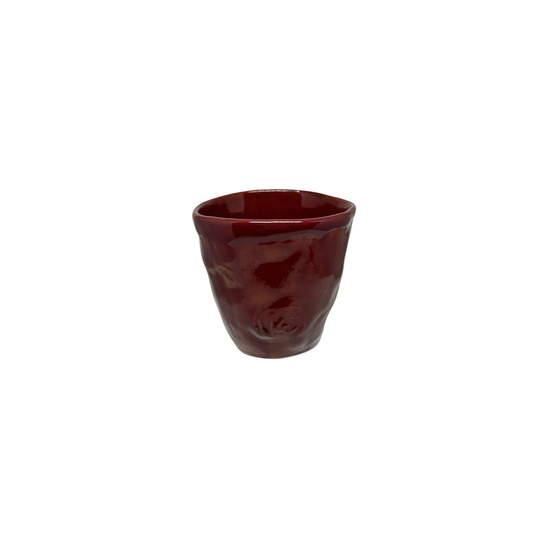 Amorf hatli bordo el yapimi seramik bardak_Burgundy color handmade amorphous ceramic cup