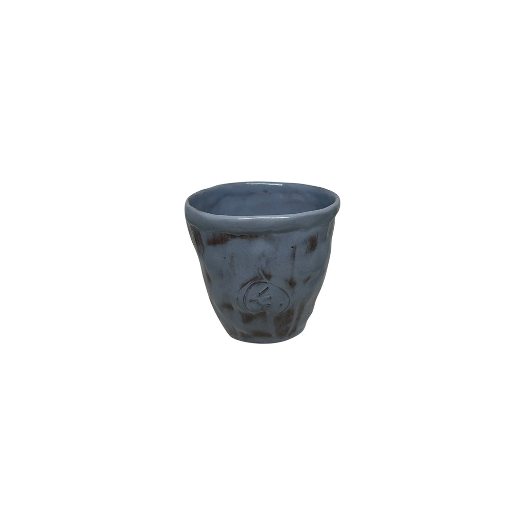 Amorf hatli kursuni mavi el yapimi seramik bardak_Stone blue handmade giftware amorphous ceramic cup