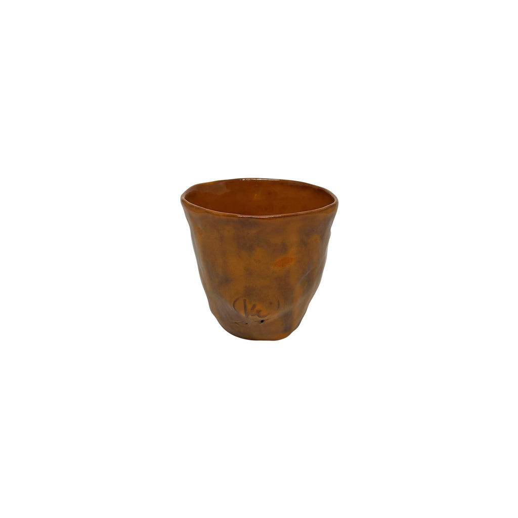 Amorf hatli turuncu el yapimi seramik bardak_Orange handmade giftware amorphous ceramic cup