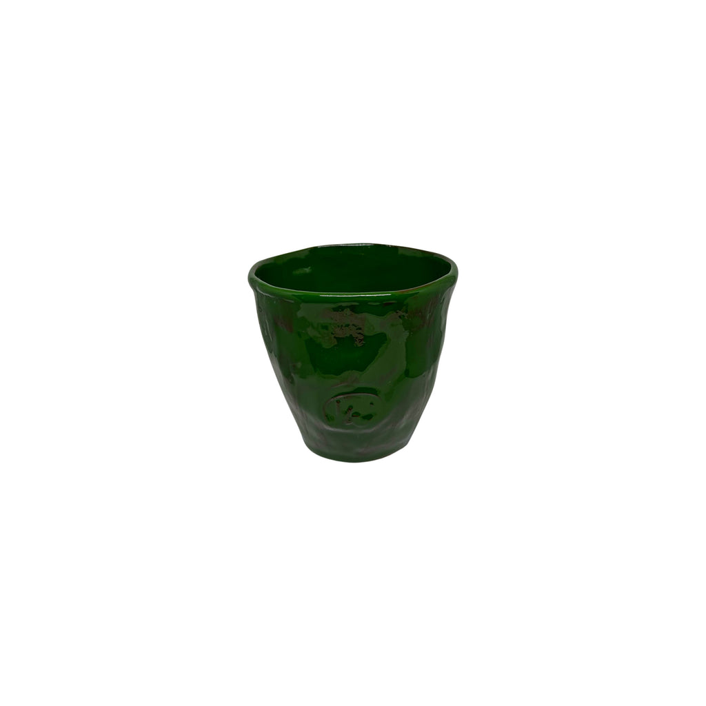 Amorf hatli yesil el yapimi seramik bardak_Green handmade giftware amorphous ceramic cup