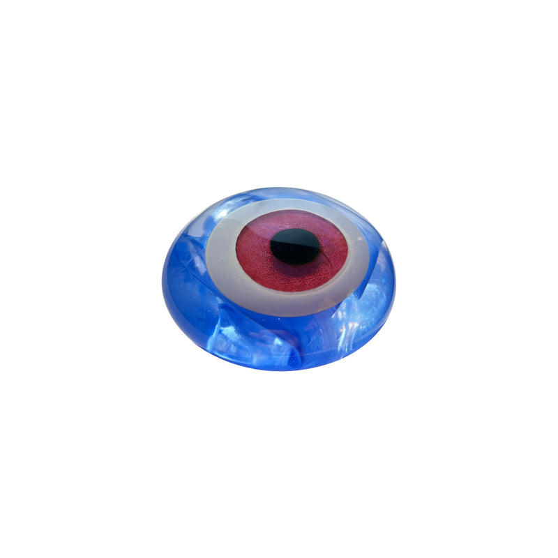 Arkadan isik alan mavi pembe cam nazarlik_Blue and pink glass evil eye bead lit from behind