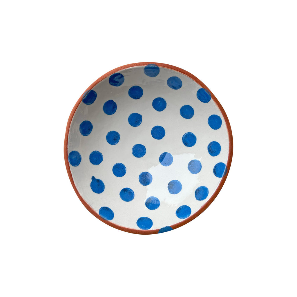 Ayakli kasenin beyaz ustune mavi hilal ve kokopelli desenli ici_Blue kokopelli pattern of ceramic footed bowl