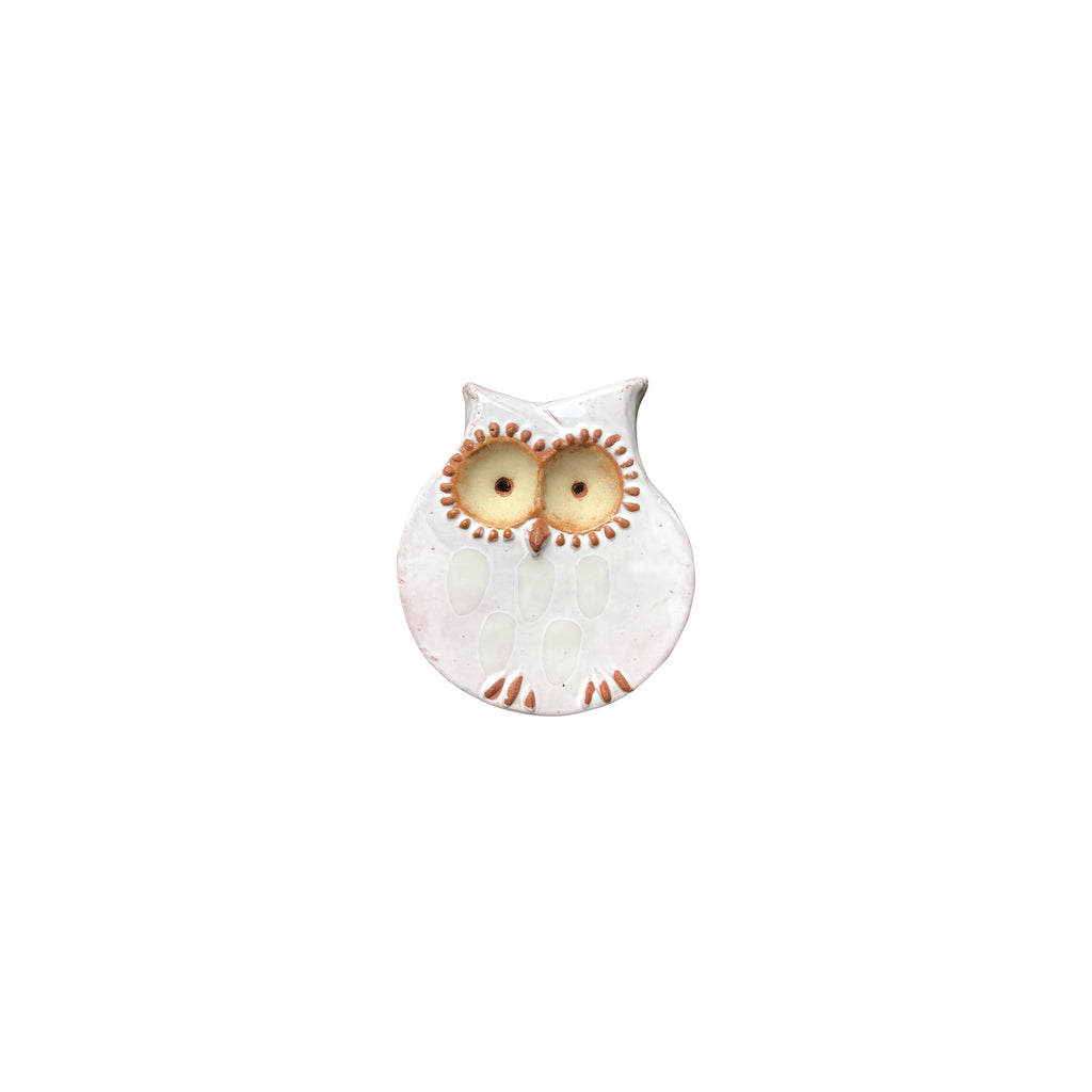 Baykus seklinde dairesel beyaz seramik sus_White ceramic trinket with owl shape