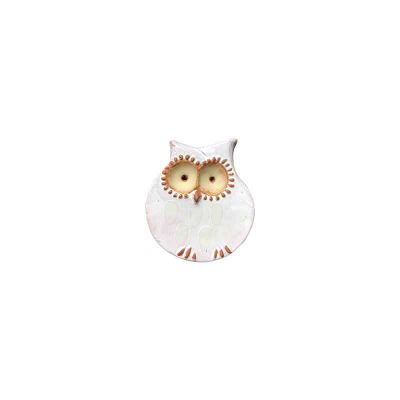 Baykus seklinde dairesel beyaz seramik sus_White ceramic trinket with owl shape
