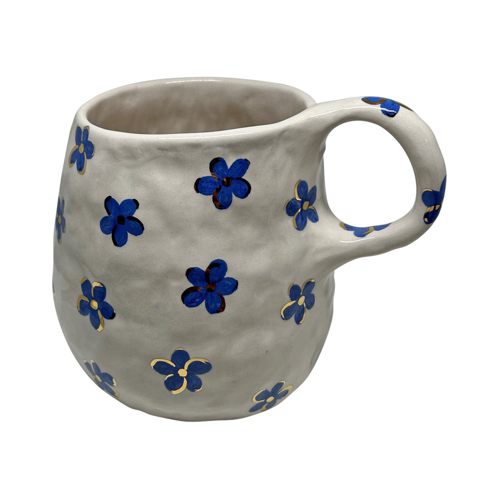 Beyaz mavi cicekli buyuk surahi_Large white jug with blue flower pattern