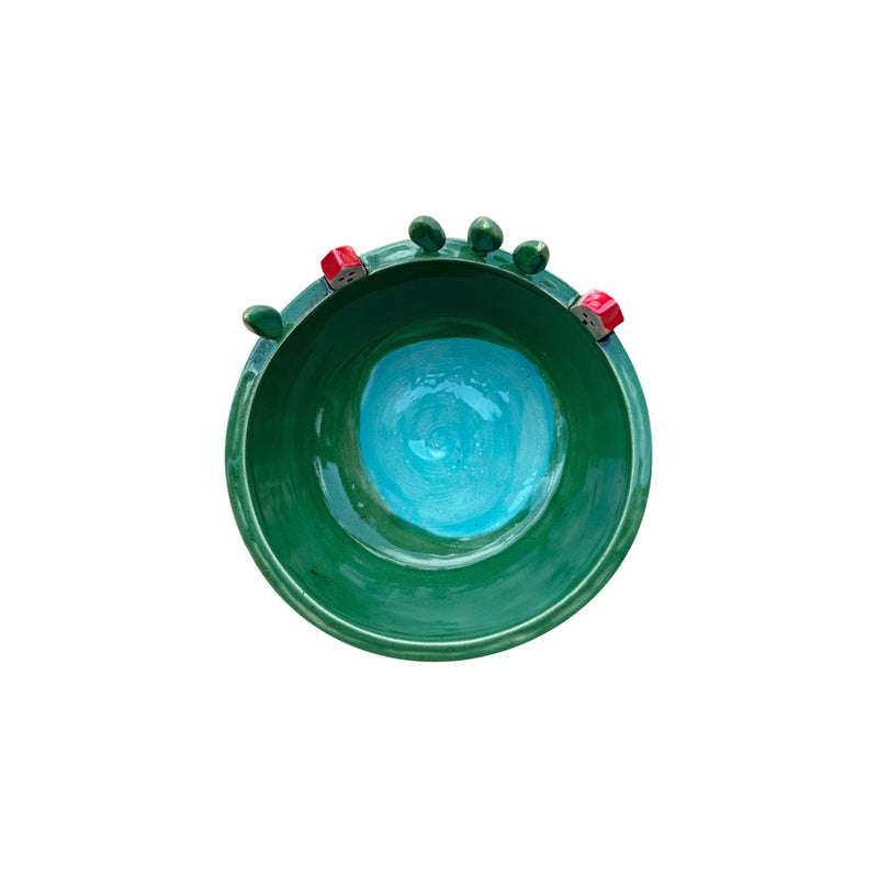 Canli renklerde el yapimi suslu seramik kase_Hand made ornamented ceramic bowl in vibrant colors