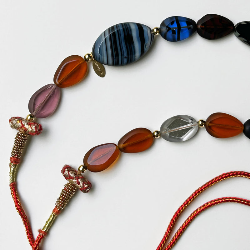 Cesitli cam boncuklu rengarenk Atolye 11 el yapimi kolye_Multi colored glass bead necklace with tassel
