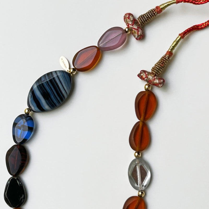 Cesitli cam boncuklu rengarenk Atolye 11 el yapimi kolye_Multi colored glass bead necklace with tassel
