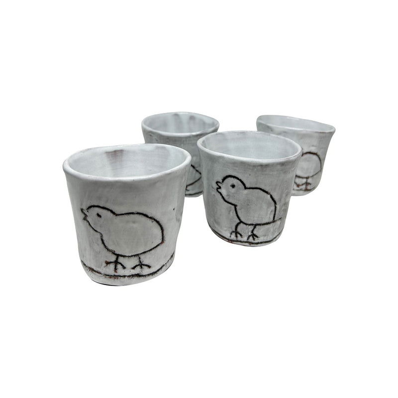 Civciv desenli dort adet beyaz hediyelik seramik bardak_Four white giftware ceramic cups with chick pattern