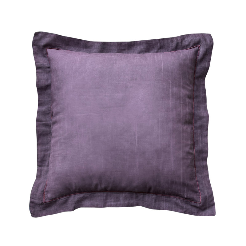 Cizgisel bordo nakisli pamuklu mor kirlent_Stone washed cotton purple large pillow with burgundy color embroidery