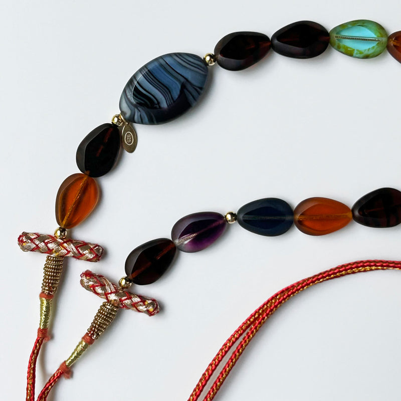 Cok renkli yassi boncuklardan olusan Atolye 11 kolye_Multi colored beaded necklace
