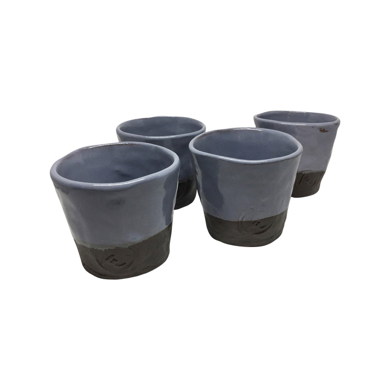 Dort adet gri mavi el yapimi seramik bardak_Four handmade stone blue ceramic cups