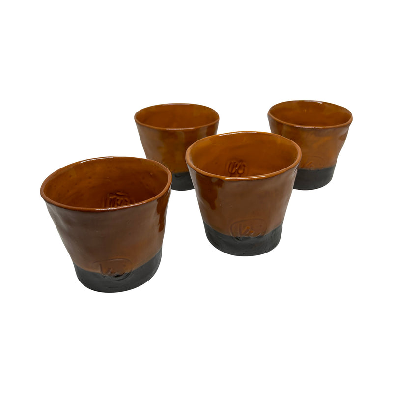 Dort adet turuncu el yapimi seramik bardak_Four handmade orange ceramic cups
