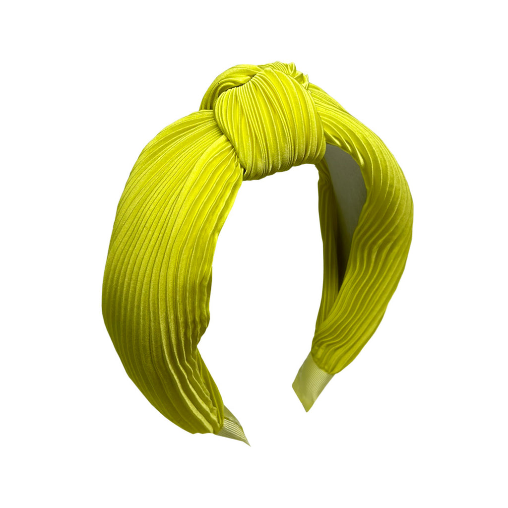 Dugumlu ince pilili sari tac_Knotted thin pleated yellow head band