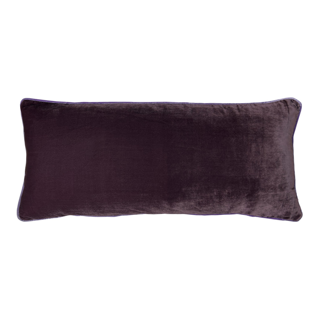 Eflatun fitilli kullu mor kadife uzun yastik_Long ashy purple velvet cushion with violet piping