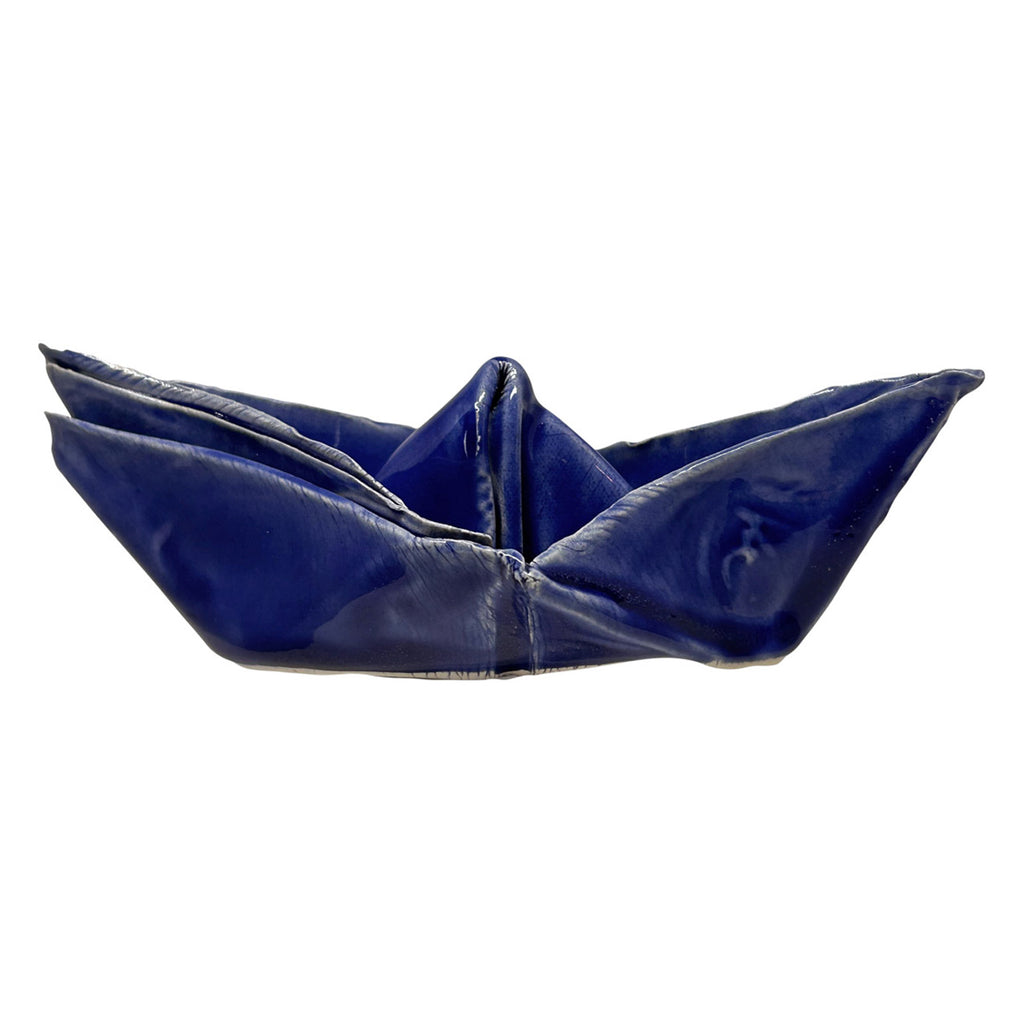 El yapimi buyuk boyu gece mavisi dekoratif seramik kayik_Cobalt blue decorative ceramic boat