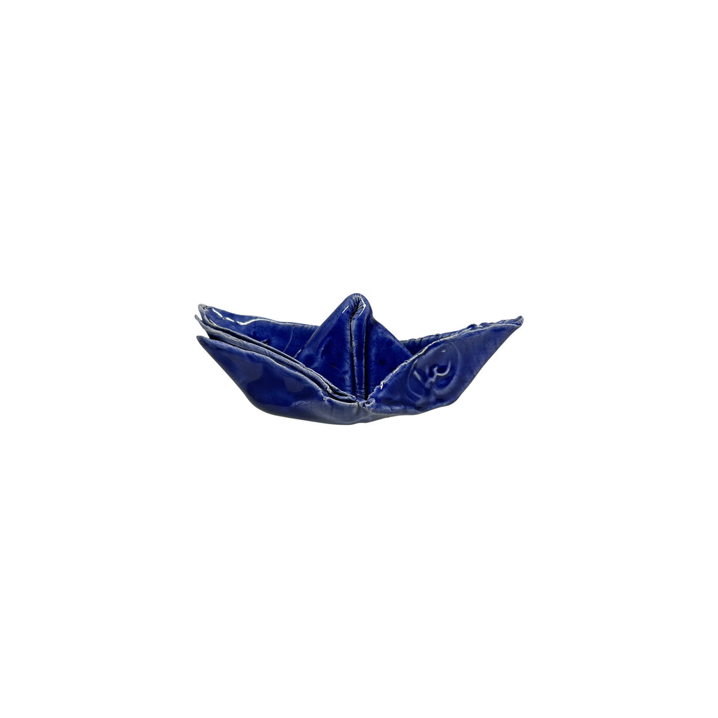 El yapimi gece mavisi dekoratif seramik kayik_Cobalt blue decorative ceramic boat