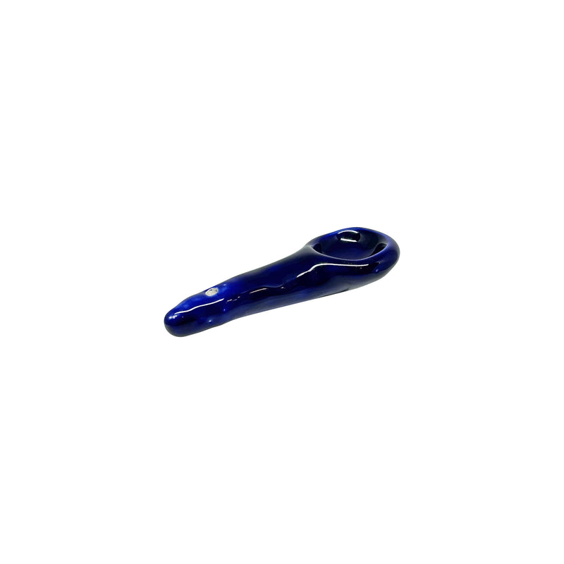 El yapimi gece mavisi parlak seramik kasik_Handmade navy blue shiny ceramic spoon