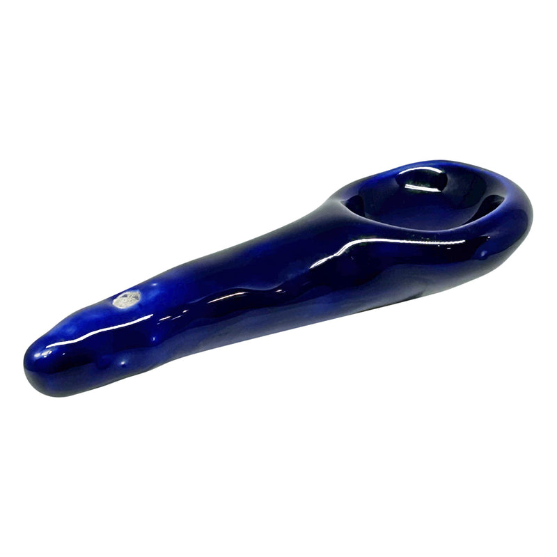 El yapimi gece mavisi parlak seramik kasik_Handmade navy blue shiny ceramic spoon