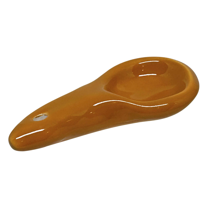 El yapimi hardal rengi parlak seramik kasik_Handmade mustard color shiny ceramic spoon