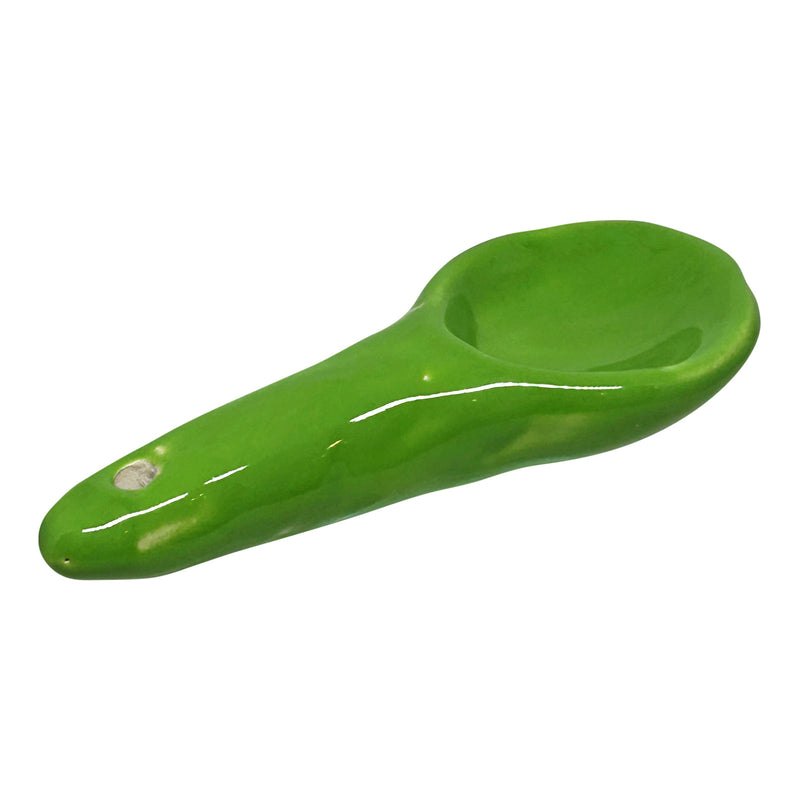 El yapimi yesil parlak seramik kasik_Handmade green shiny ceramic spoon