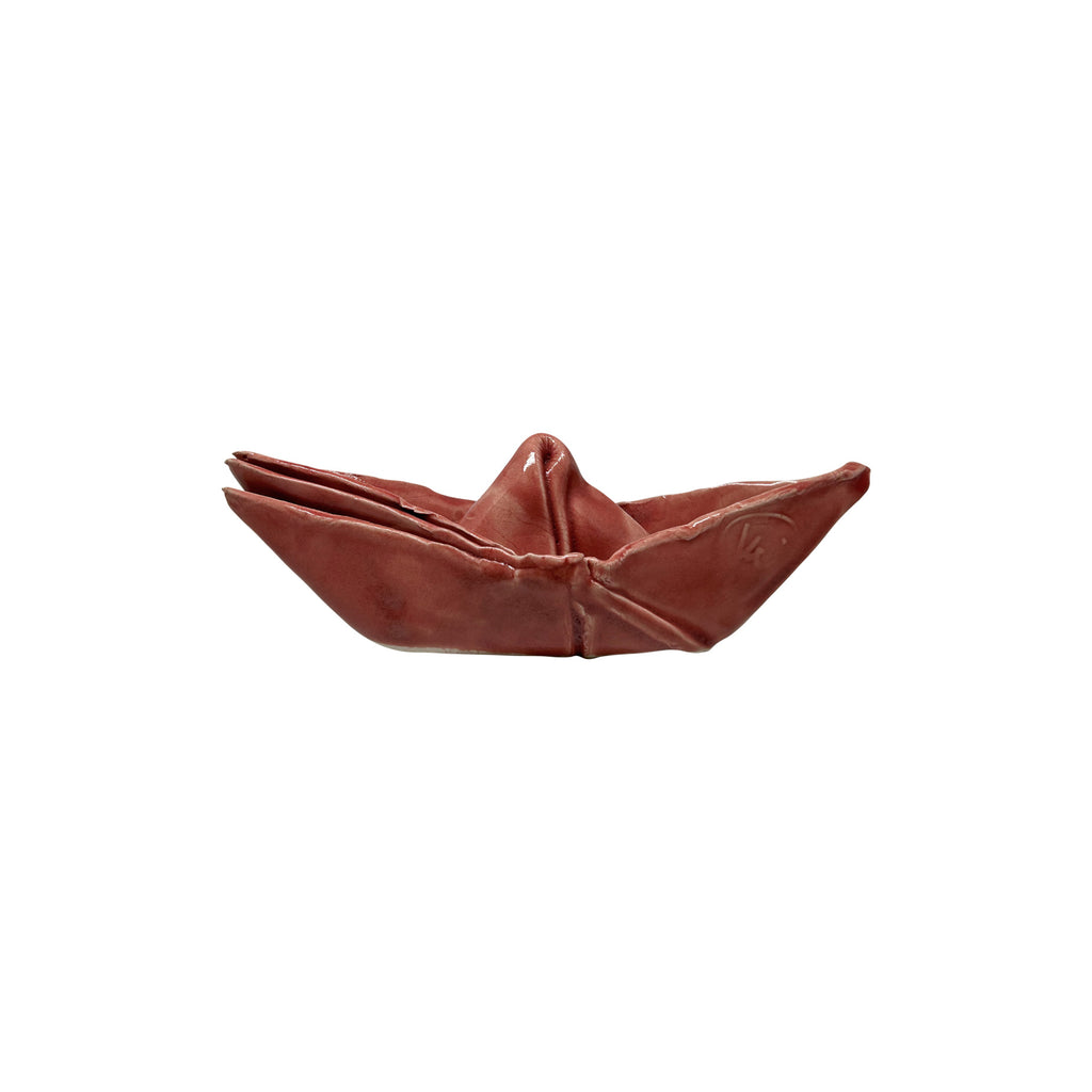 Ev aksesuari soluk kirmizi buyuk boy seramik kayik_Pale red large ceramic boat