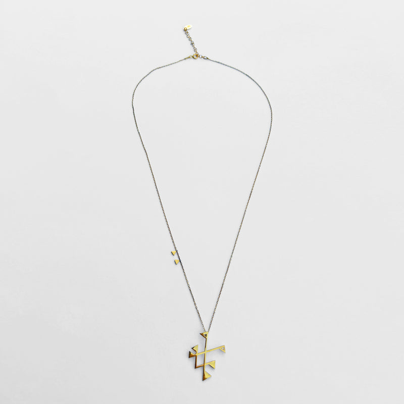 Evlilik ve cogalma sembolu bereket motifli asimetrik kolye_Asymmetrical gold plated necklace with fertility motif