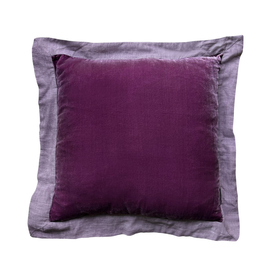 Fusya mor ipek kadife kare kirlent_Fuchsia purple silk velvet square pillow case