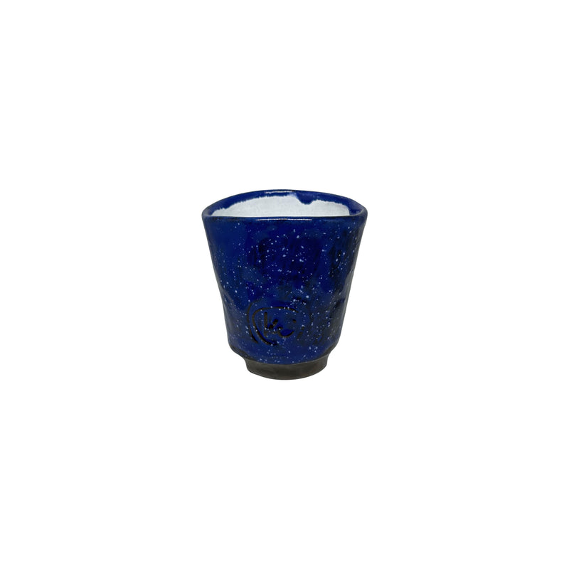 Gece mavisi ve beyaz seramik bardak_Tiny white dotted ceramic mug on dark blue