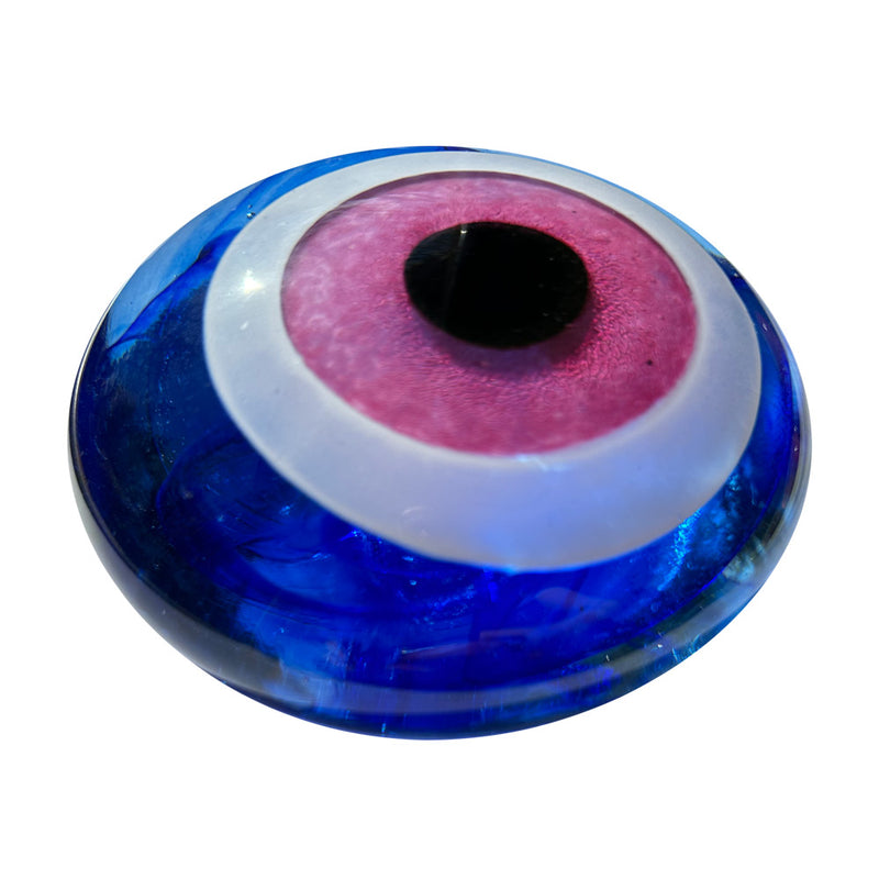 Gece mavisi ve pembe renklerde cam goz boncugu_Cobalt blue and pink glass evil eye bead