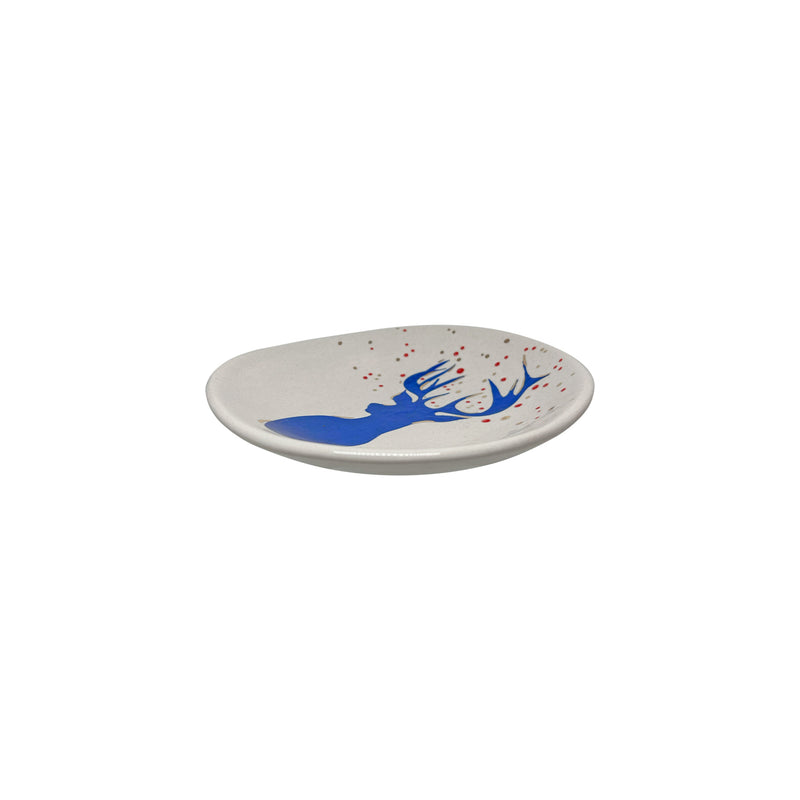 Geyik basi desenli hediyelik kucuk seramik tabak_Giftware small ceramic plate with deer head pattern