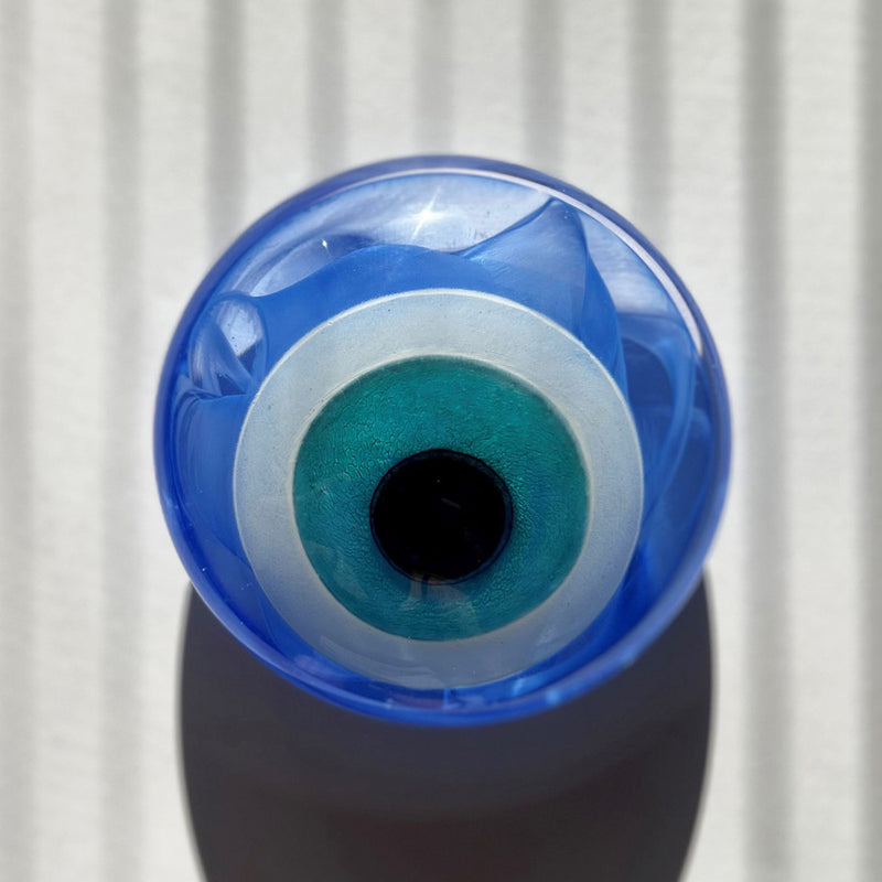 Golgede ici beyazli mavi cam ev aksesuari_Blue glass home accessory