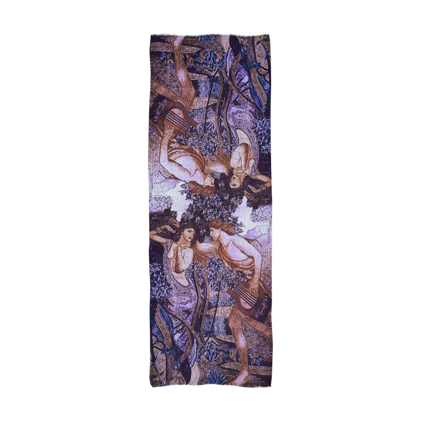 Hatay mozaik desenli uzun dikdortgen renkli fular_Colorful long scarf with antique mosaic pattern