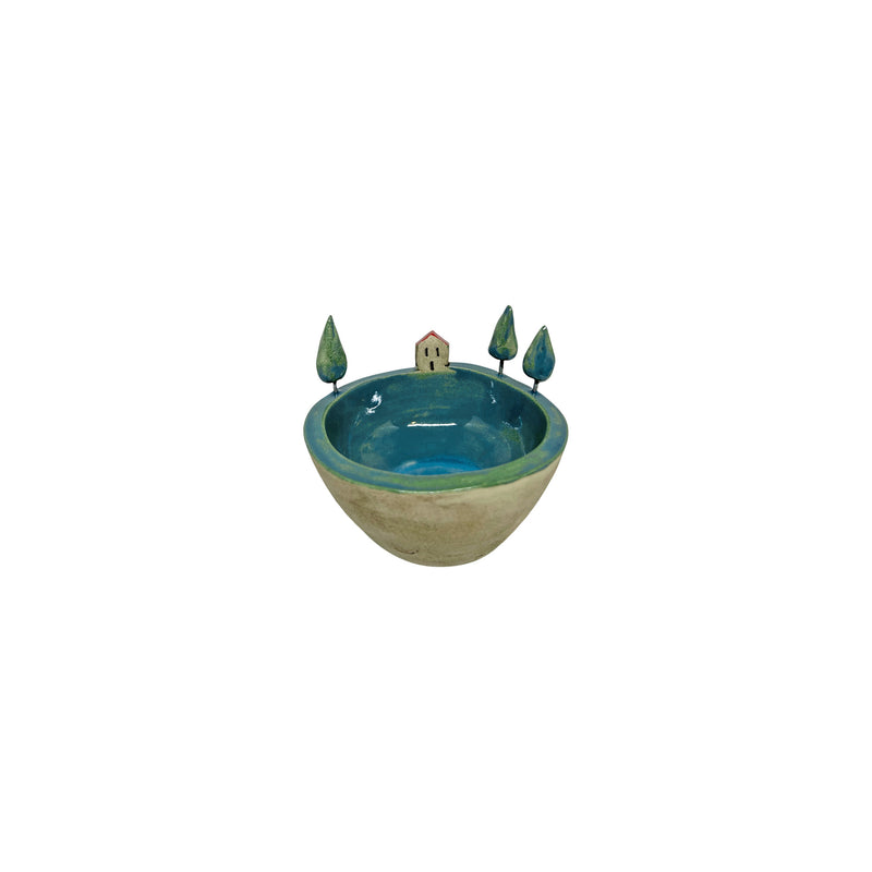 Havuz mavisi sevimli kucuk seramik kase_Cyan colored small ceramic bowl