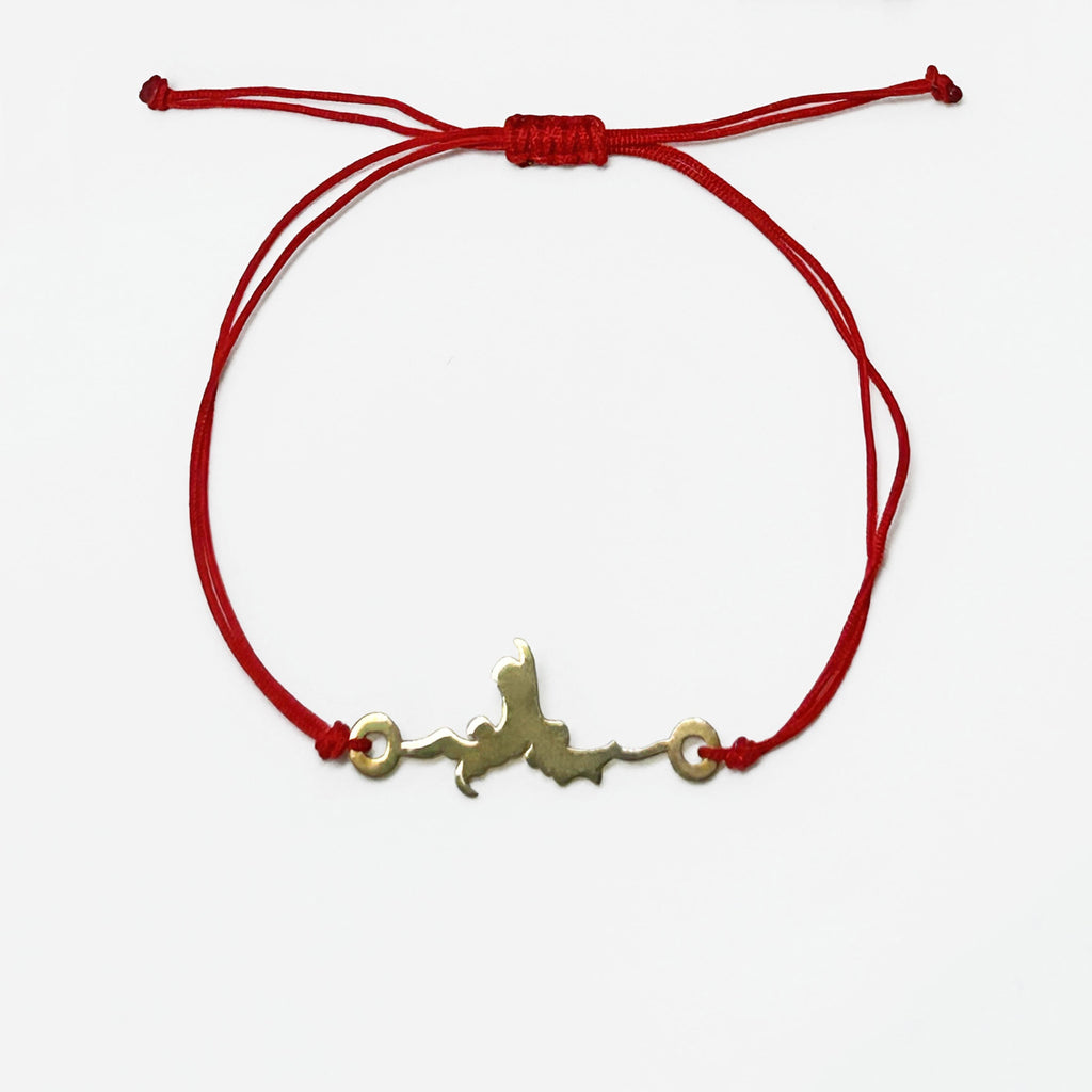 Hazine bekcisi kabul edilen yilan ejder motifli kirmizi ipli bileklik_Red string bracelet with serpent dragon motif accepted as treasure keeper