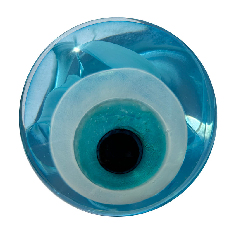 Hediyelik turkuaz cam goz seklinde nazar agirlik_Giftware turquoise glass eye shaped paper weight