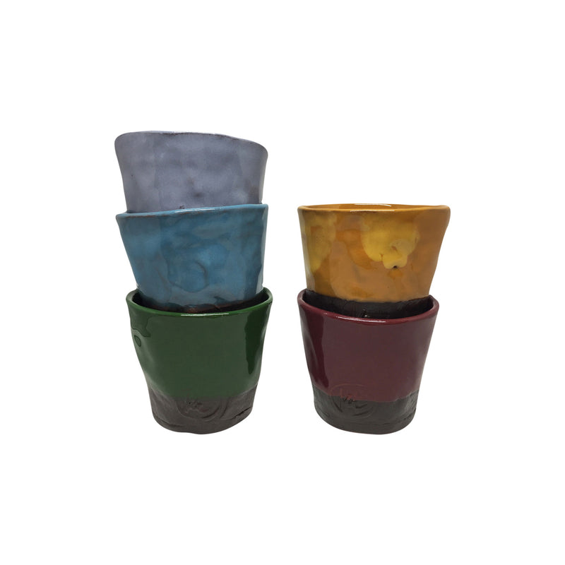 Ic ice duran bes adet renkli seramik bardak_Five colorful stacking ceramic cups