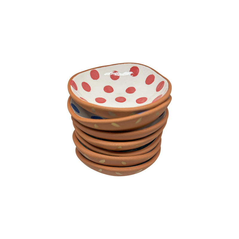 Ic ice duran kirmizi benekli seramik kucuk kaseler_Giftware stacking ceramic nut bowls with red spots