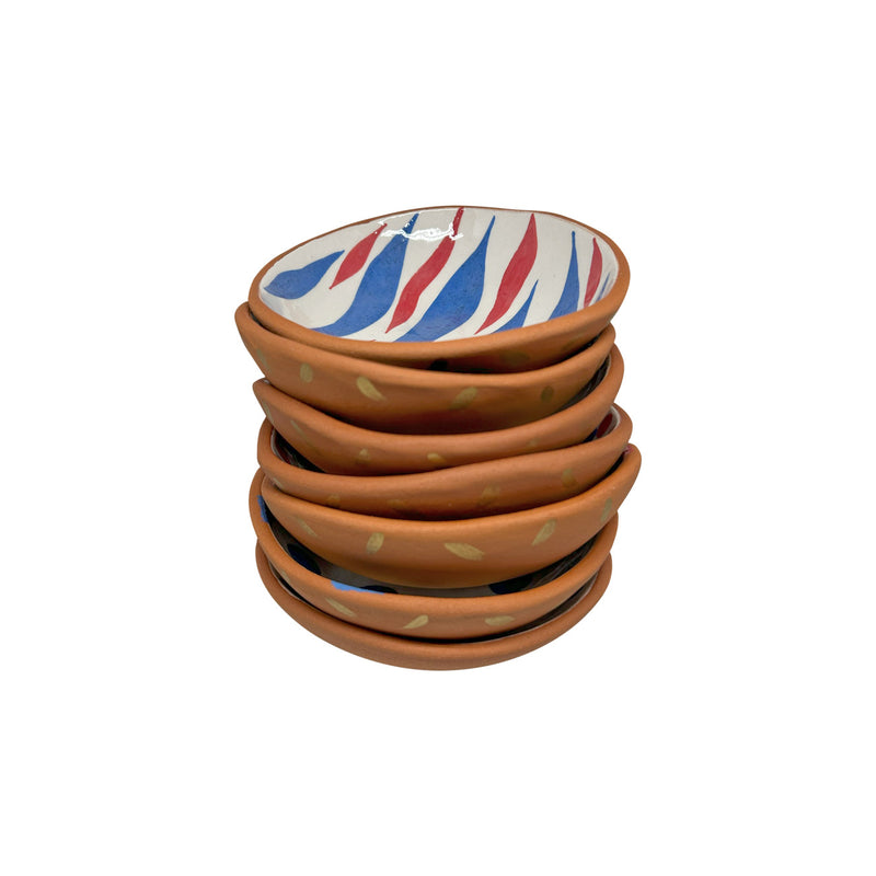 Ic ice duran kirmizi mavi alev desenli seramik kucuk kaseler_Decorative stacking ceramic bowls with red blue flame pattern