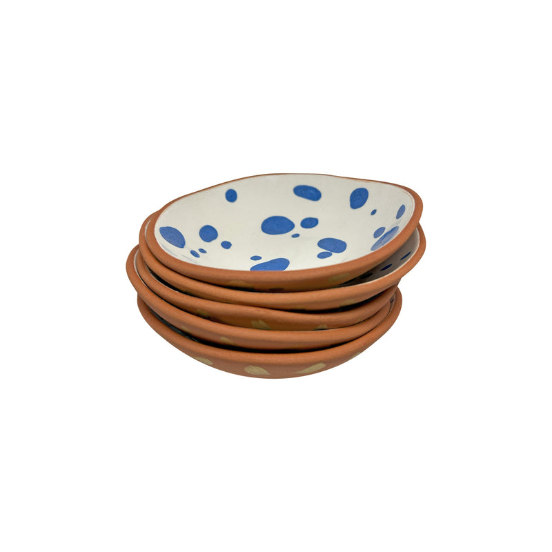 Ic ice duran mavi benekli seramik kucuk kaseler_Handmade stacking ceramic nut bowls with blue spots