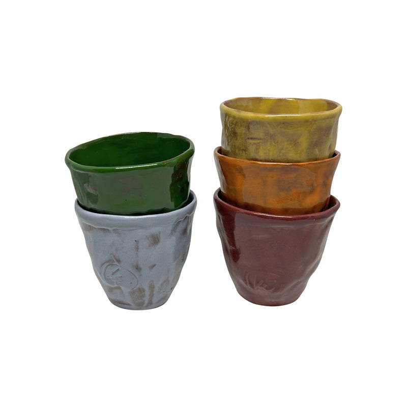 Ic ice duran rengarenk bes adet seramik bardak_Five stacking colorful ceramic cups