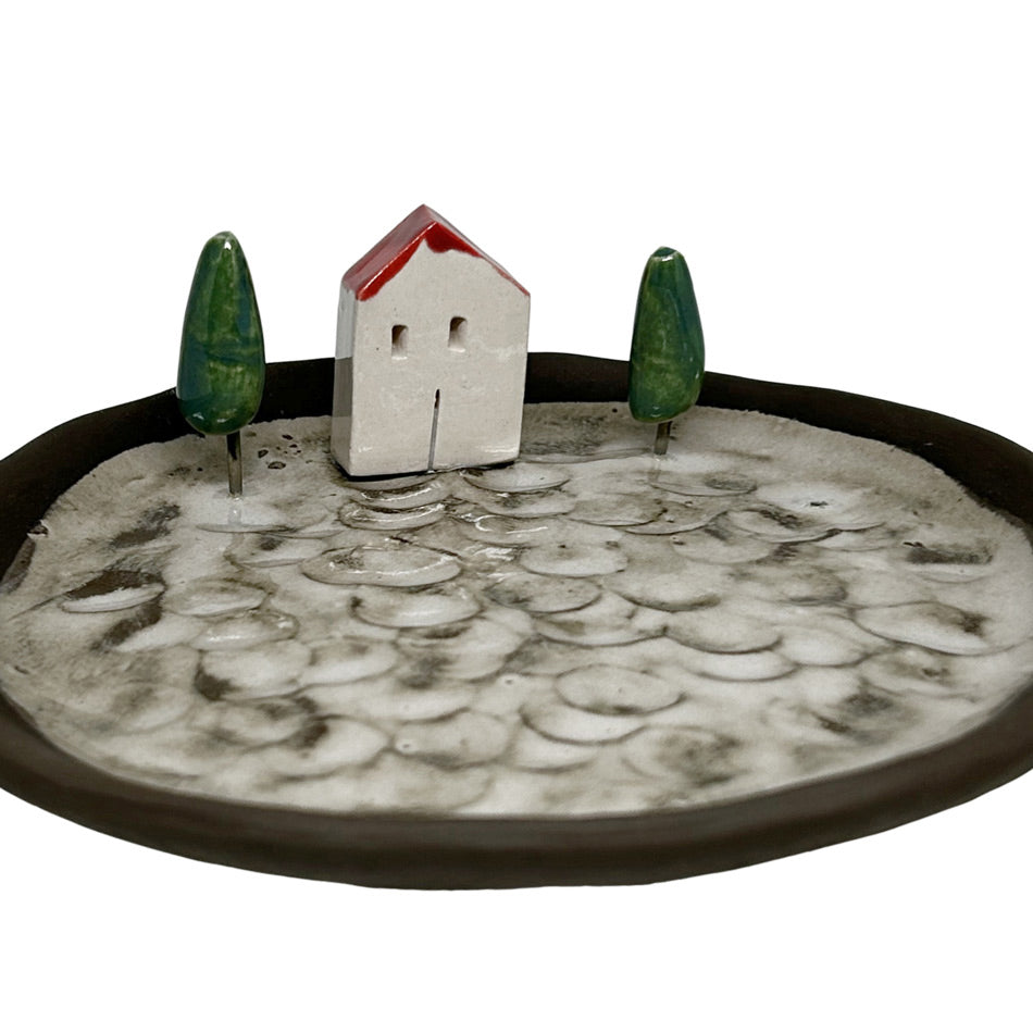 Ici acik gri dekoratif kucuk seramik tabak_Light grey small decorative plate with ornaments_z