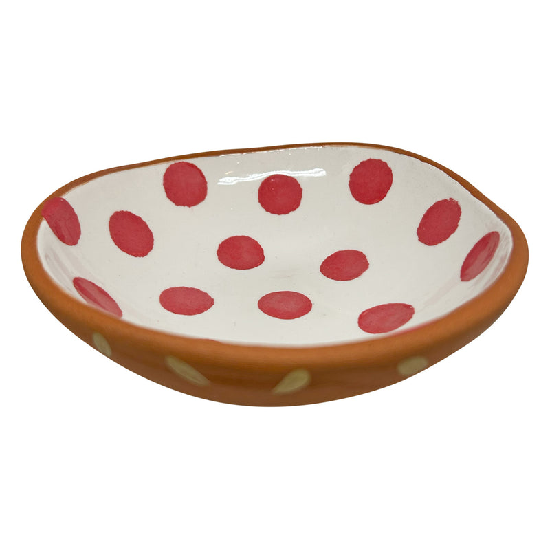 Ici kirmizi benekli disi altin rengi desenli seramik kase_Ceramic bowl with red dots inside and golden pattern outside