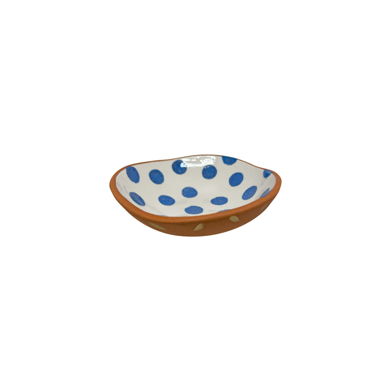 Ici mavi benekli disi altin rengi desenli seramik kase_Ceramic bowl with blue dots inside and golden pattern outside