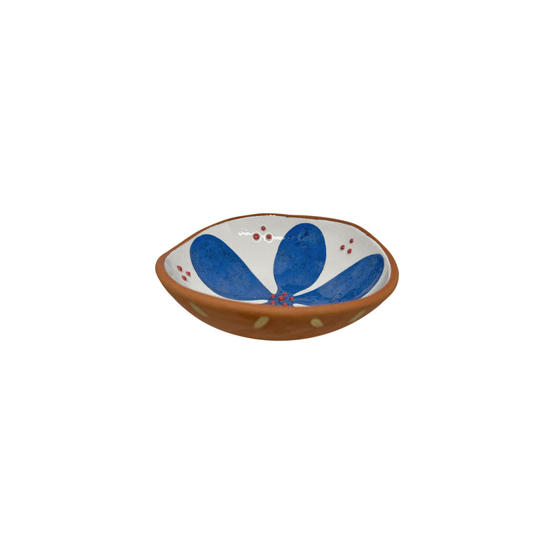 İci mavi buyuk cicekli dekoratif seramik kase_Decorative ceramic bowl with blue flower pattern