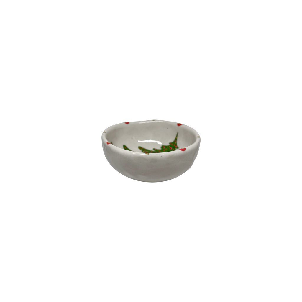 Ici ve kenari desenli kucuk seramik cerezlik_Ceramic nut bowl with pattern inside and at the edges