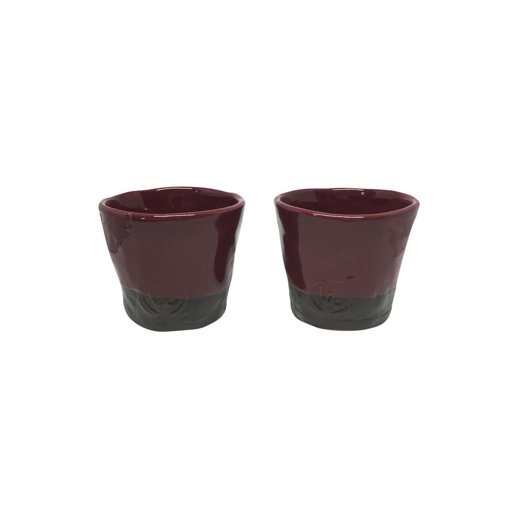 Iki adet hediyelik bordo seramik bardak_Two burgundy color giftware ceramic cups